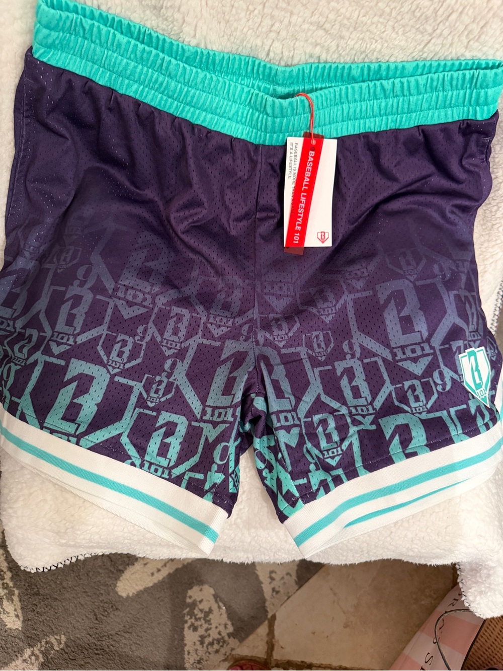 Baseball lifestyle  Purple & Teal Athletic Shorts size large